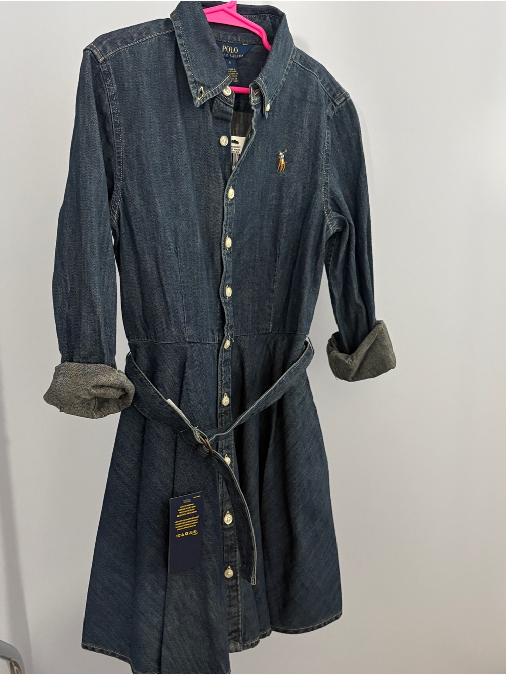 Polo by Ralph Lauren Dark Denim Shirt Dress with Belt